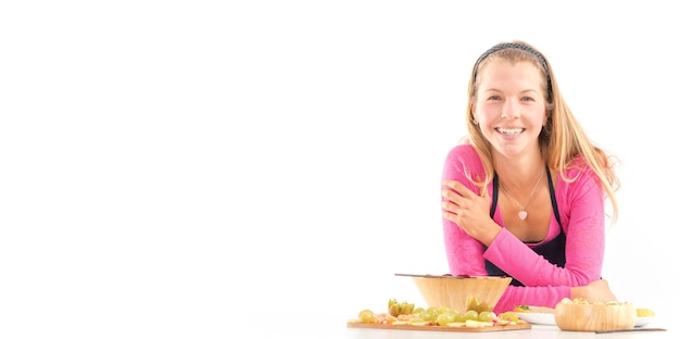 Happy family eating at home